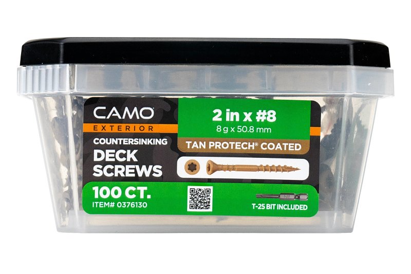 CAMO Camo 0376130 Deck Screw, #8 Thread, 2 in L, Coarse Thread, Countersink Head, Star Drive, Type 17 Slash Point, 100