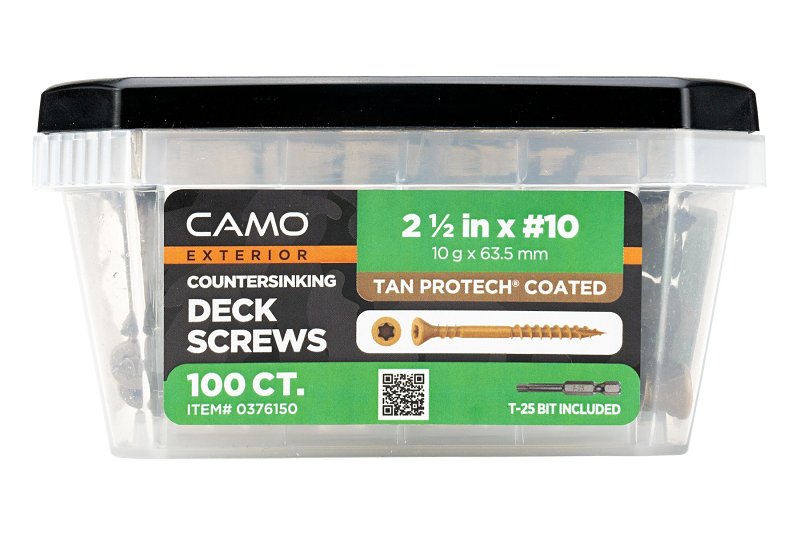 CAMO Camo 0376150 Deck Screw, #10 Thread, 2-1/2 in L, Coarse Thread, Flat Head, Star Drive, Type 17 Slash Point, Carbon Steel