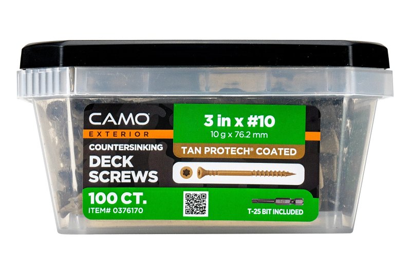 CAMO Camo 0376170 Deck Screw, #10 Thread, 3 in L, Coarse Thread, Countersink Head, Star Drive, Type 17 Slash Point TOOLS CAMO