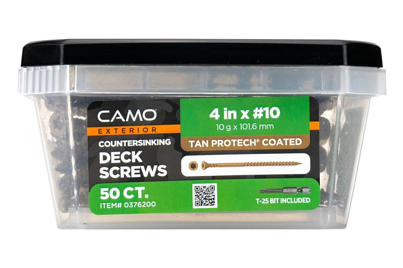 CAMO Camo 0376200 Deck Screw, #10 Thread, 4 in L, Coarse Thread, Countersink Head, Star Drive, Type 17 Slash Point, 50