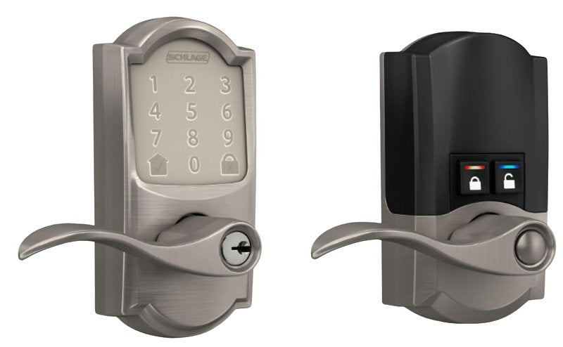 SCHLAGE LOCK Schlage Encode FE789WBV CAM 619 A Smart Wi-Fi Lever With Camelot Trim, Satin Nickel, Commercial, 1 Grade, Yes ELECTRICAL SCHLAGE LOCK