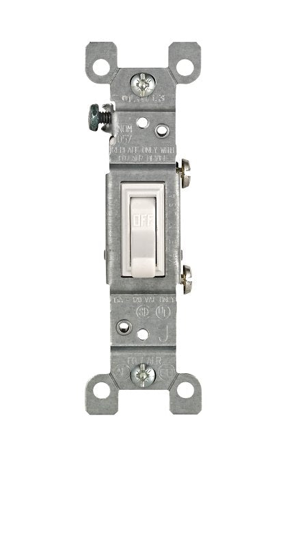 LEVITON Leviton 2651-2W Residential-Grade Toggle Switch, 15 A, 120 VAC, Side Terminal, 2.37 in L Panel Cutout, White ELECTRICAL LEVITON