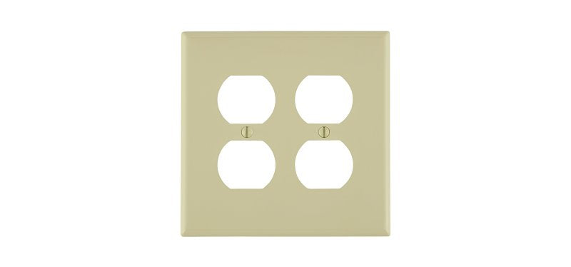 LEVITON Leviton R51-0PJ82-00I Wallplate, 4.88 in L, 4.94 in W, Midway, 2 -Gang, Thermoplastic Nylon, Ivory, Smooth ELECTRICAL LEVITON