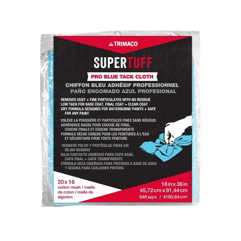 TRIMACO Trimaco SuperTuff 55009 Professional Tack Cloth, 18 in L, 36 in W, Cotton, Blue PAINT TRIMACO