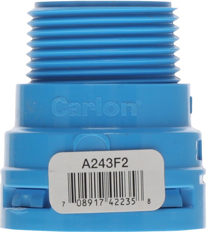 CARLON Carlon A243F2-10R ENT Adapter, 1 in MPT x NPT, 1.74 in Dia, 1.91 in L, Polycarbonate, Blue ELECTRICAL CARLON