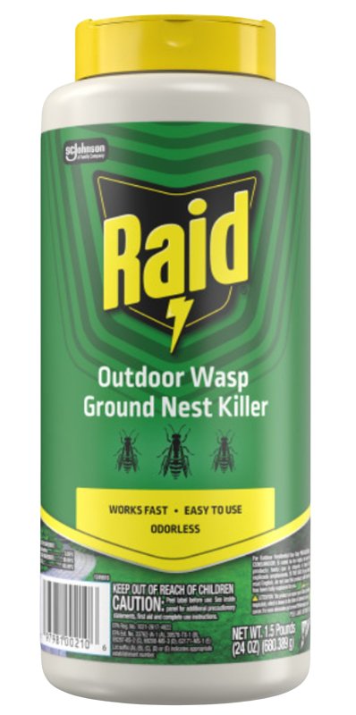 RAID Raid 00210 Wasp Ground Nest Killer, Powder, Outdoor, 24 oz
