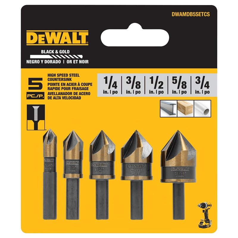 DEWALT COUNTERSINK BIT SET BLACK&GOLD TOOLS DEWALT