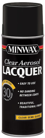 MINWAX Minwax 152050000 Lacquer Spray, Semi-Gloss, Liquid, Clear, 12 oz, Can