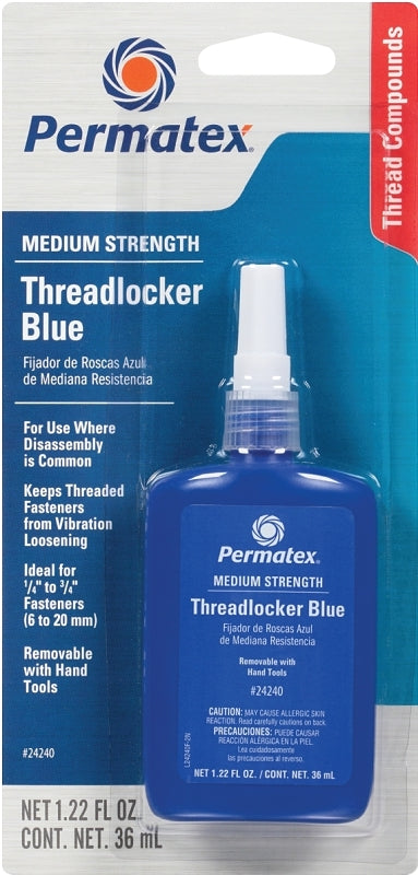 PERMATEX Permatex 24240 Threadlocker, Liquid, Mild, Blue, 36 mL Bottle PAINT PERMATEX