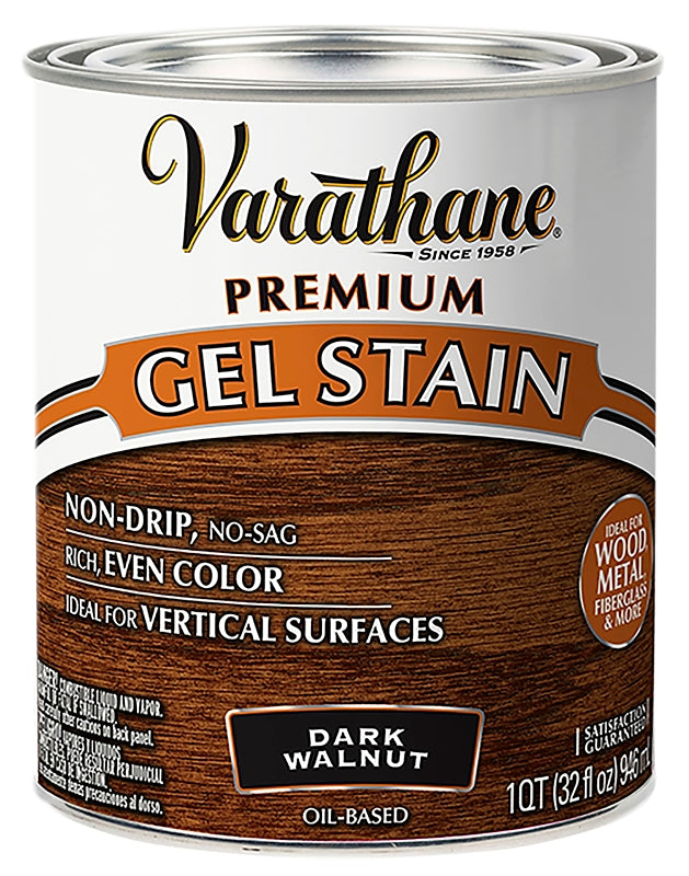 VARATHANE Varathane 358301 Premium Stain, Dark Walnut, Gel, Liquid, 1 qt PAINT VARATHANE