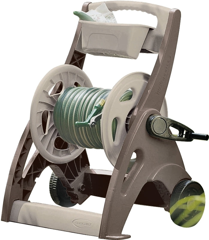 SUNCAST Suncast SFB200B Hose Reel Cart, 5/8 in Hose, 225 ft of 5/8 in Hose, Crank Handle, Resin