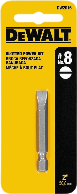 DEWALT DEWALT DW2016 Power Bit, #8 Drive, Slotted Drive, 1/4 in Shank, Hex Shank, 2 in L, Steel