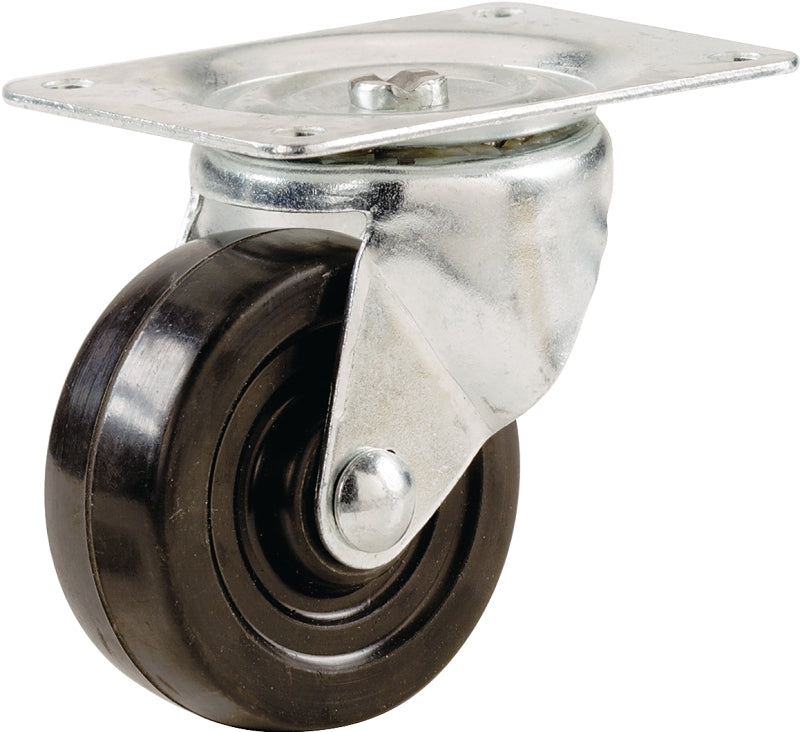 SHEPHERD Shepherd Hardware 9489 Swivel Caster, 1-1/2 in Dia Wheel, 5/8 in W Wheel, Rubber Wheel, 40 lb