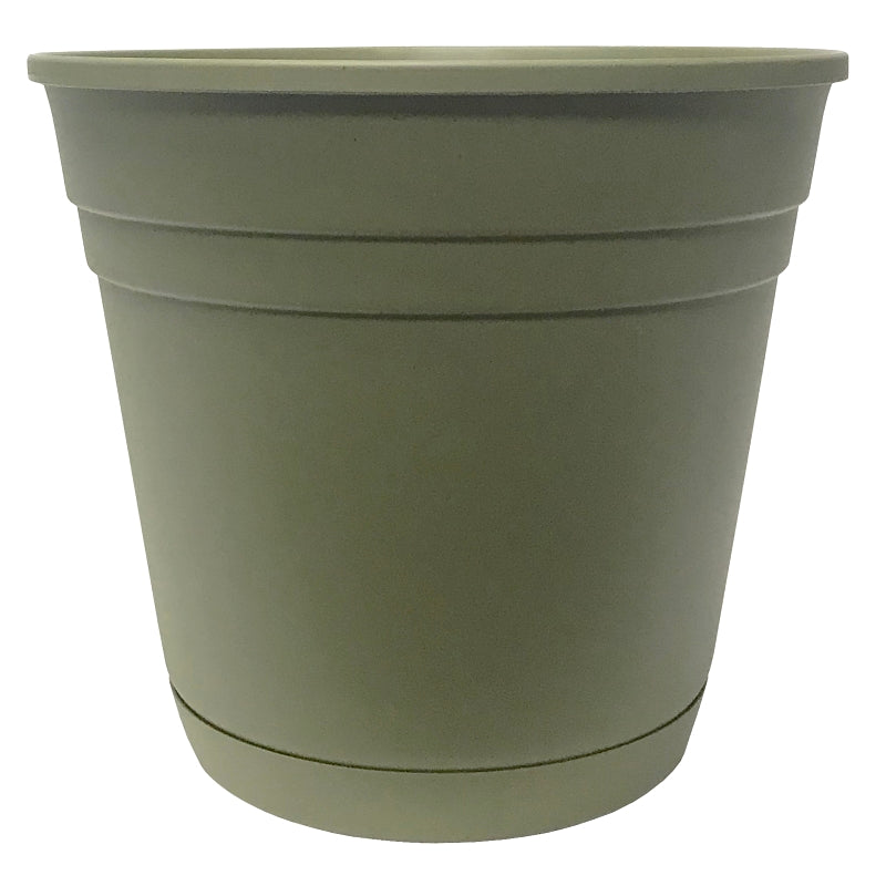 SOUTHERN PATIO Southern Patio RN2008OG Planter with Attached Saucer, 16-3/4 in H, 20 in W, 20 in D, Round, Riverland Design, Resin