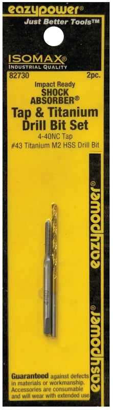 EAZYPOWER Eazypower 82730 Tap and Drill Set, 4-40 Thread, Titanium TOOLS EAZYPOWER