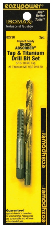 EAZYPOWER Eazypower 82738 Tap and Drill Set, 5/16-18 Thread, Titanium TOOLS EAZYPOWER