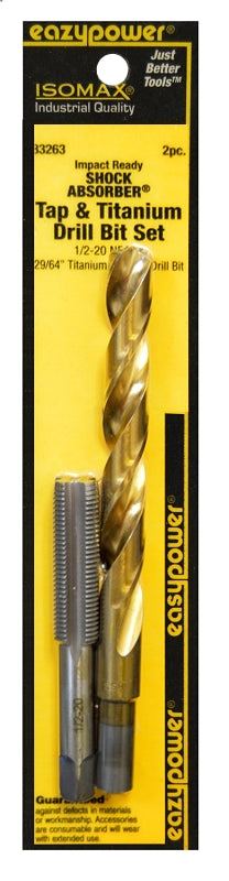 EAZYPOWER Eazypower 83263 Tap and Drill Set, 1/2-20 Thread, UNF Thread, Straight Flute, HSS TOOLS EAZYPOWER