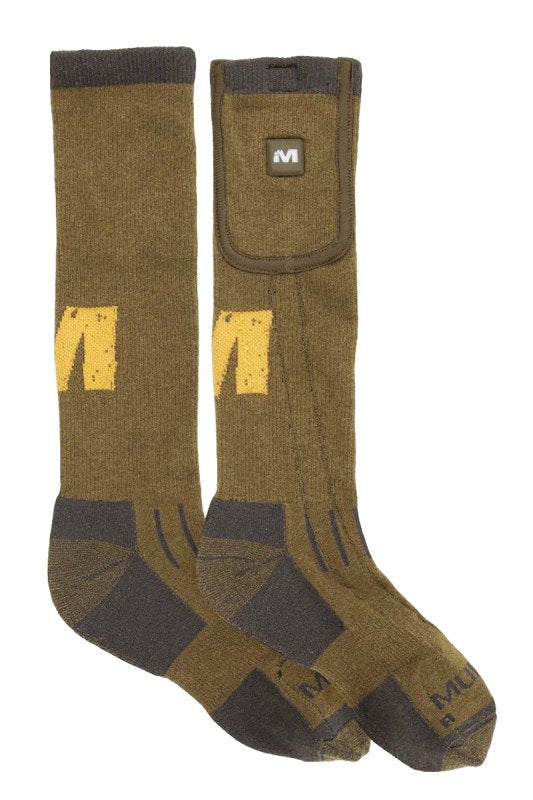 MUDDY Muddy Nucleus Series HT-SOCK-CL-L/XL Heated Socks, Men's, L/XL, Acrylic/Merino Wool/Nylon/Polyester/Spandex, Brown Clay