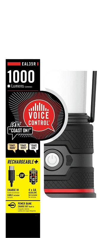COAST Coast EAL35R Camping Lantern, Alkaline, Zithion Battery, LED Lamp, 1000 Lumens, 16 hr Max Runtime, Space Black