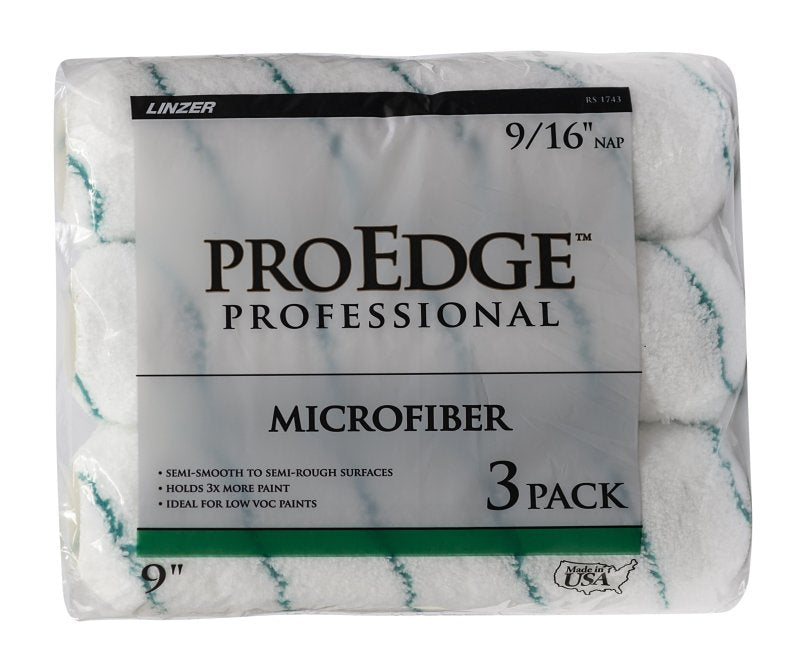 LINZER PRODUCTS Linzer PROEDGE RS 1743 0900 Multi-Pack Roller, 9/16 in Thick Nap, 9 in L, Microfiber Cover