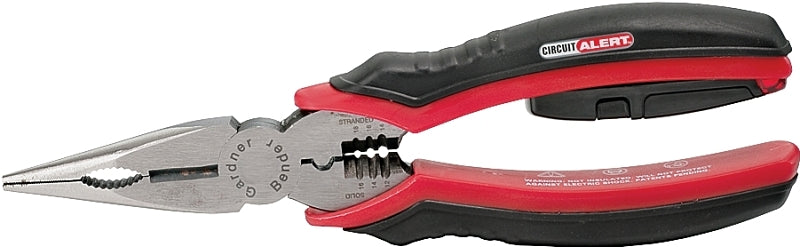 GB Gardner Bender Circuit Alert Series GPT-80 Nose Plier, 8 in OAL, 2-1/4 in Jaw Opening, Black/Red Handle, Comfort-Grip Handle ELECTRICAL GB