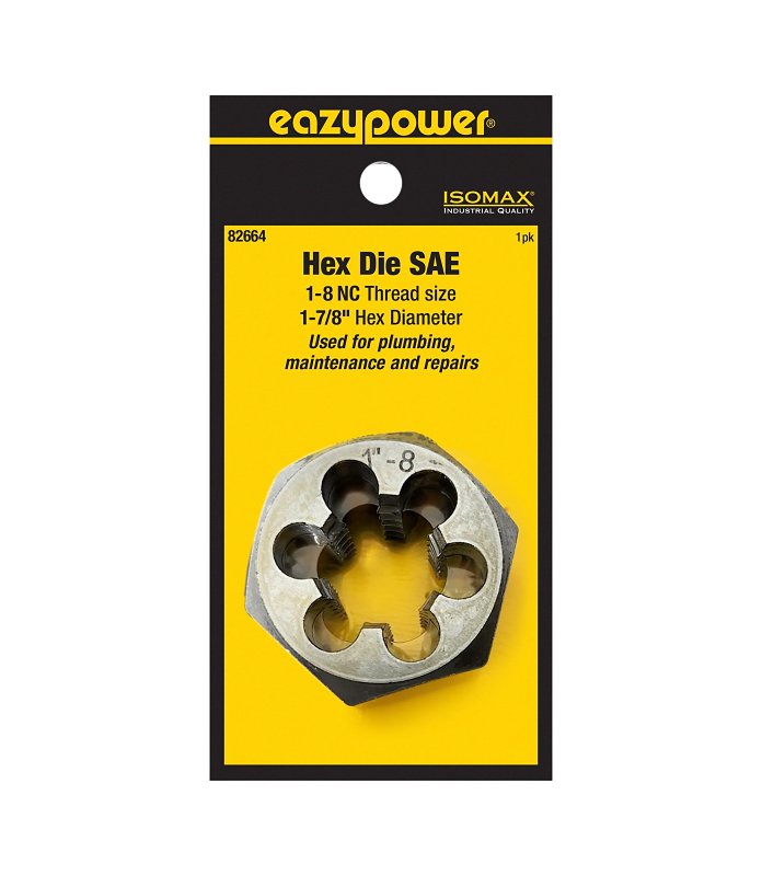 EAZYPOWER Isomax 82664 Threading Die, 1-8 Thread, NC Thread