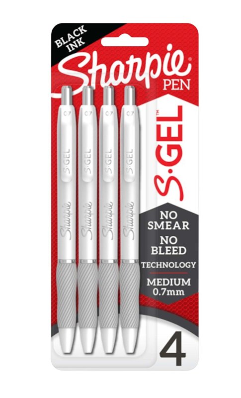 SHARPIE Sharpie S-Gel Series 2126207 Pen, 0.7 mm Tip, Medium Tip, Black Ink, Gel Ink, Contoured Grip