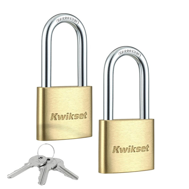 KWIKSET PADLOCK BRASS 1-9/16IN PADLOCK 1-1/2SH