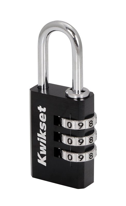 KWIKSET PADLOCK ALUM 1-3/16IN COMB PADLOCK BLK