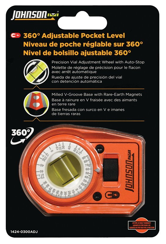 HULTAFORS POCKET LEVEL ADJ VIAL 3IN