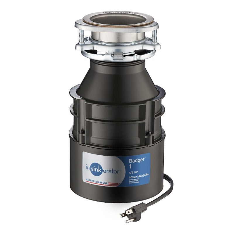 IN-SINK-ERATOR InSinkErator Badger Series 76039A Garbage Disposal with Cord, 26 oz Grinding Chamber, 1/3 hp Motor, 120 V, Steel, Gray PLUMBING, HEATING & VENTILATION IN-SINK-ERATOR