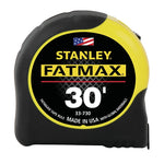 STANLEY TOOLS STANLEY 33-730 Measuring Tape, 30 ft L Blade, 1-1/4 in W Blade, Steel Blade, ABS Case, Black/Yellow Case, Yellow Blade