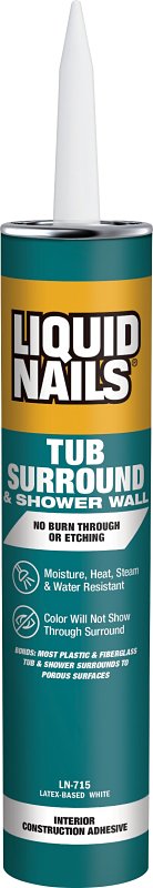 LIQUID NAILS Liquid Nails LN-715 Tub Surround and Shower Adhesive, White, 10 oz Cartridge