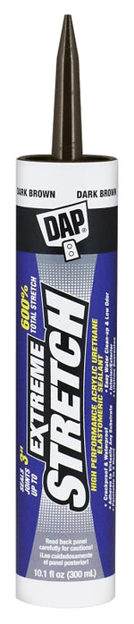 DAP DAP EXTREME STRETCH 7079818708 Premium Elastomeric Sealant, Dark Brown, 24 hr Curing, 40 to 100 deg F, 10.1 fl-oz