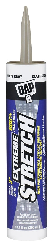 DAP DAP EXTREME STRETCH 7079818711 Premium Elastomeric Sealant, Slate Gray, 24 hr Curing, 40 to 100 deg F, 10.1 fl-oz