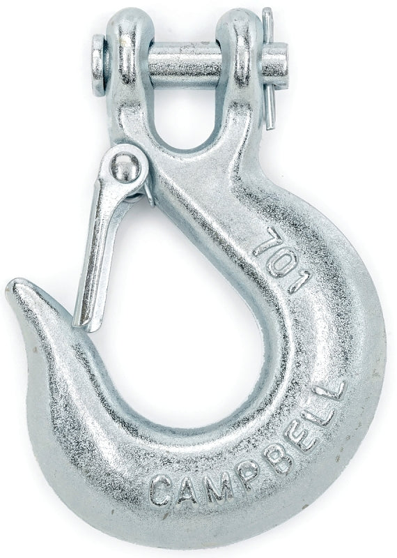 CAMPBELL CHAIN Campbell T9700624 Clevis Slip Hook with Latch, 3/8 in, 5400 lb Working Load, 43 Grade, Steel, Zinc