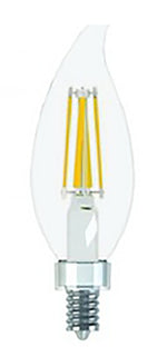 GE GE Industrial Solutions 31440 LED Bulb, Decorative, 500 Lumens, 5.5 W, CAC Lamp, 60 W Equivalent, E12 Lamp Base, Clear