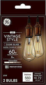 GE GE Industrial Solutions 36566 LED Bulb, Decorative, ST19 Lamp, E26 Lamp Base, Dimmable, Clear, Warm White Light ELECTRICAL GE