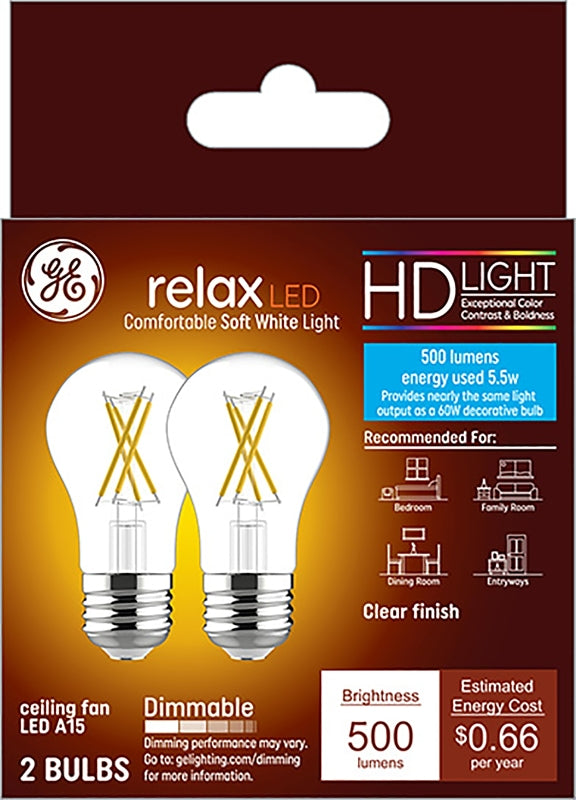 GE GE Industrial Solutions 36980 LED Bulb, General Purpose, A15 Lamp, E26 Lamp Base, Dimmable, Clear, Soft White Light ELECTRICAL GE