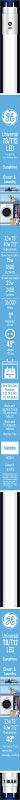 GE GE 37207 LED Bulb, Linear, T8 Lamp, 40 W Equivalent, Medium Bi-Pin Lamp Base, Dimmable, Daylight Light