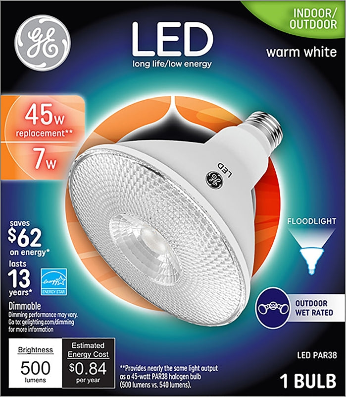 GE GE 38461 LED Bulb, Flood/Spotlight, PAR38 Lamp, E26 Lamp Base, Dimmable