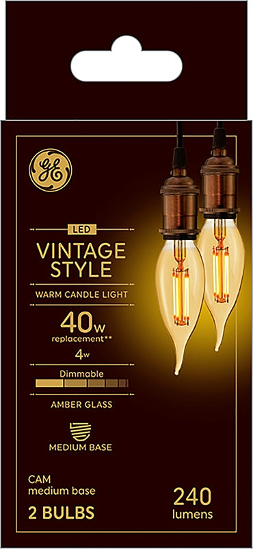 GE GE Industrial Solutions 42152 LED Bulb, Decorative, CAM Lamp, 40 W Equivalent, E26 Lamp Base, Dimmable, Amber ELECTRICAL GE