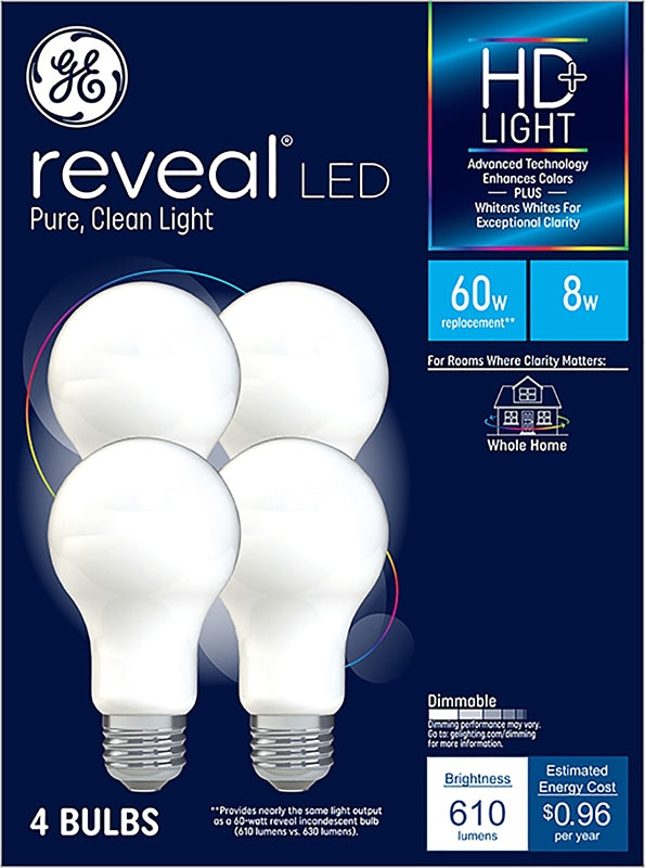 GE GE Industrial Solutions 46654 LED Bulb, General Purpose, 610 Lumens, 8 W, A19 Lamp, E26 Lamp Base, Dimmable, Frosted ELECTRICAL GE