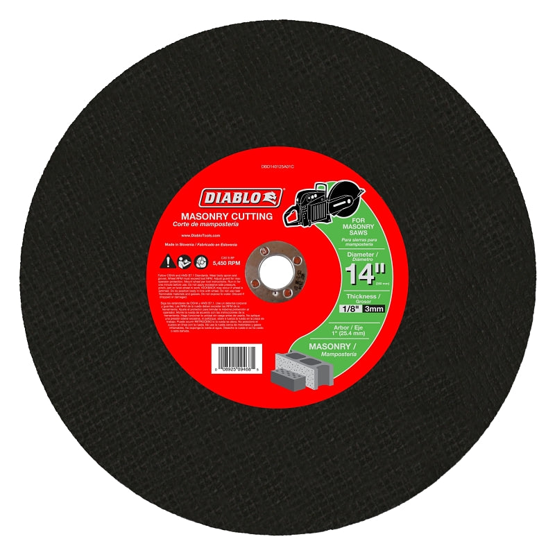 DIABLO Diablo DBD140125A01C Cut-Off Disc, 14 in Dia, 1/8 in Thick, Aluminum Oxide Abrasive, 1 in Arbor TOOLS DIABLO