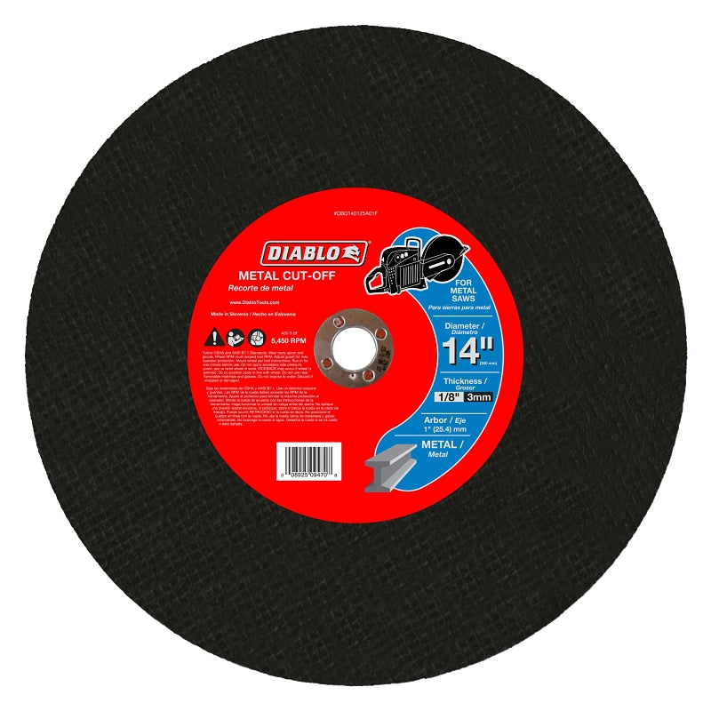 DIABLO Diablo DBD140125A01F Cut-Off Disc, 14 in Dia, 1/8 in Thick, 1 in Arbor, Aluminum Oxide Abrasive TOOLS DIABLO