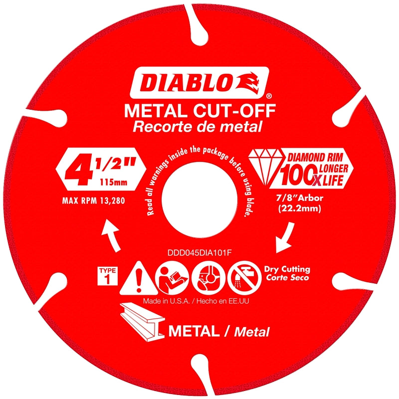 DIABLO Diablo DDD045DIA101F Cut-Off Blade, 4-1/2 in Dia, 7/8 in Arbor, Segmented Rim TOOLS DIABLO