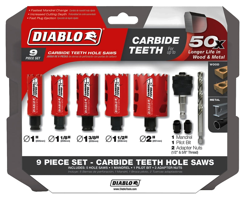 DIABLO Diablo DHS09SGPCT Hole Saw Set, 9-Piece TOOLS DIABLO
