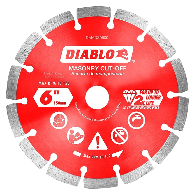 DIABLO Diablo DMADS0600 Series Saw Blade, Cut-Off Disc Blade, 6 in Dia, Segmented Rim, 1/PK TOOLS DIABLO