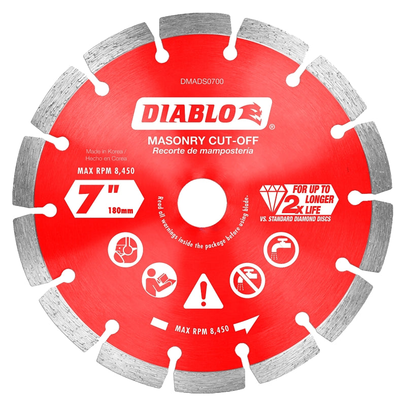 DIABLO Diablo DMADS0700 Series Saw Blade, Cut-Off Disc Blade, 7 in Dia, Segmented Rim, 1/PK TOOLS DIABLO