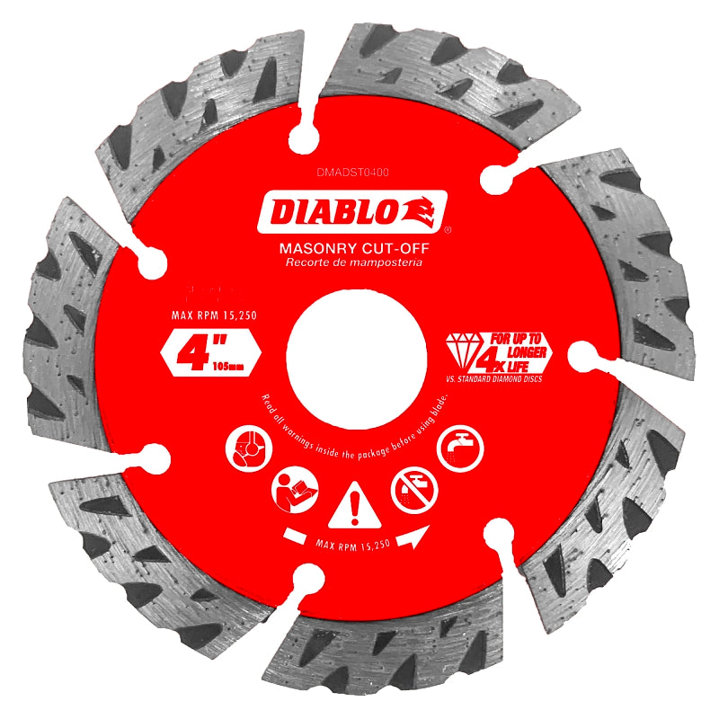 DIABLO Diablo DMADST0400 Series Saw Blade, Turbo Cut-Off Disc Blade, 4 in Dia, Segmented Rim, 1/PK TOOLS DIABLO